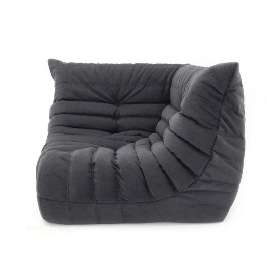 Бескаркасное кресло угловое ФРАНЦУЗ  из микровелюра (Графит)