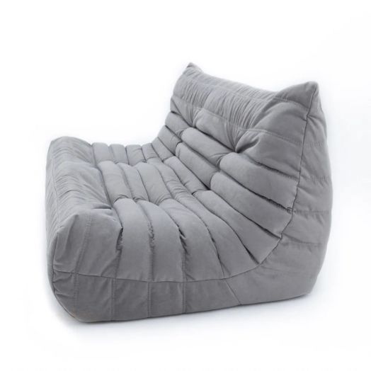 Бескаркасный диван 2-х местный ФРАНЦУЗ  из микровелюра (Серый)