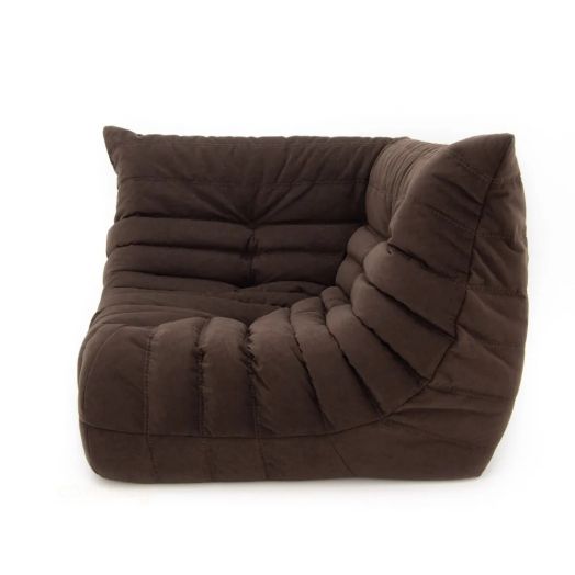 Бескаркасное кресло угловое ФРАНЦУЗ  из микровелюра (Шоколад)