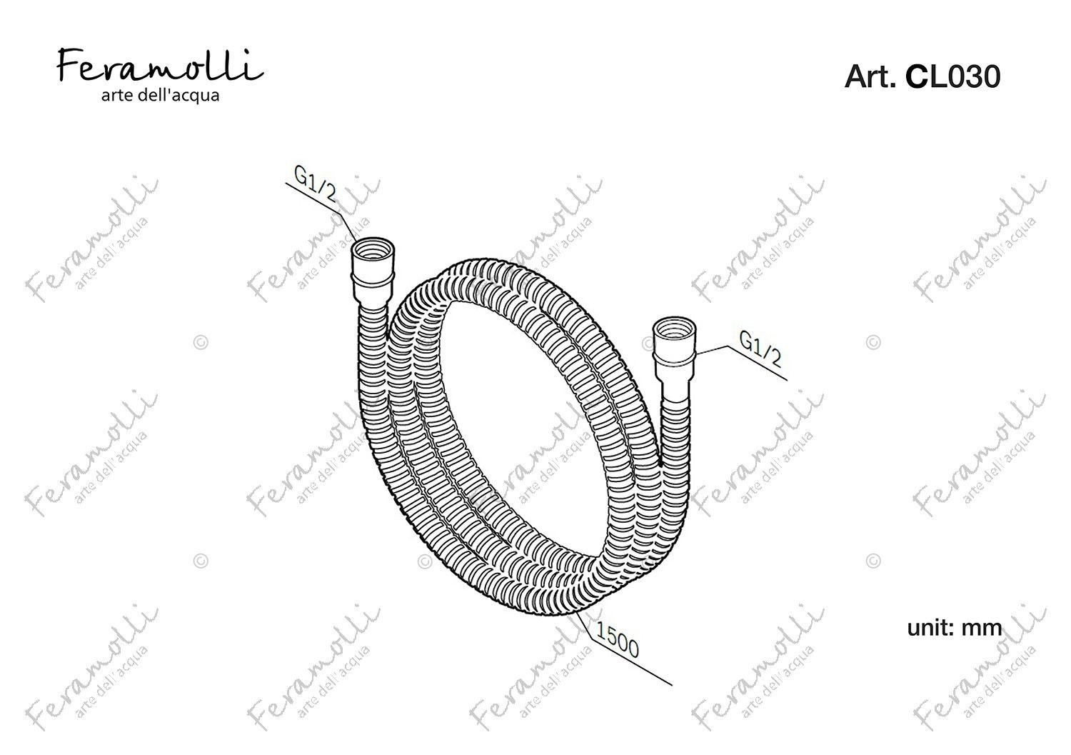 Шланг для душа Feramolli CL030 (1500мм.), хром схема 2