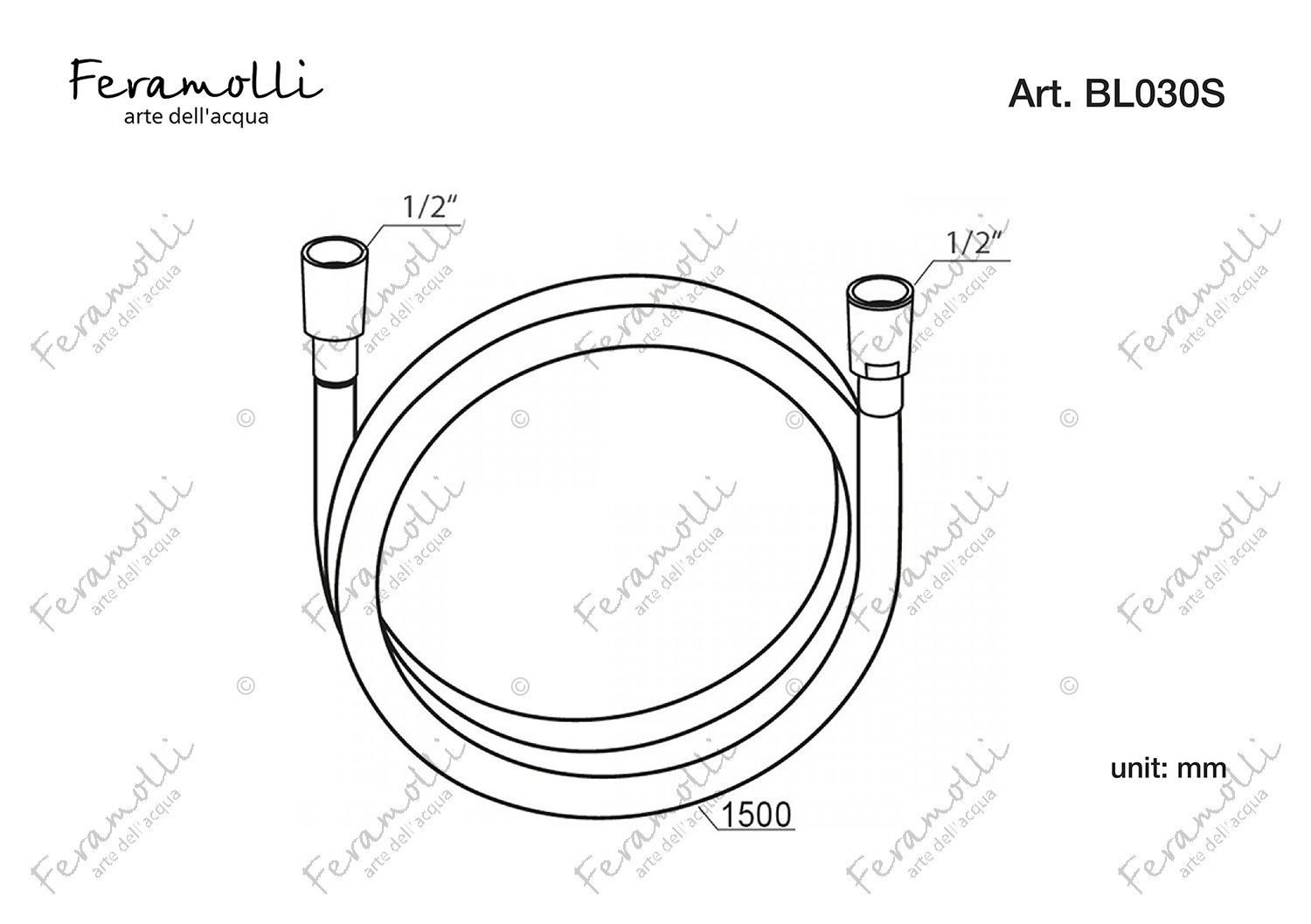 Шланг для душа Feramolli BL030S PVC (1500мм.), черный схема 2