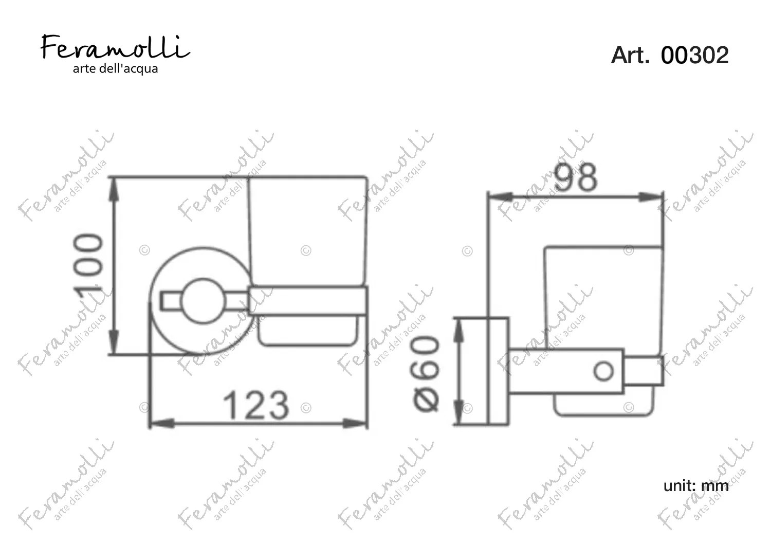 Стакан Feramolli CL302, хром схема 2