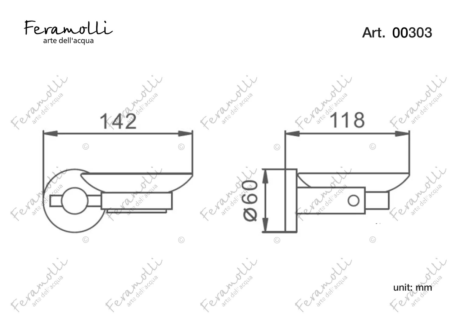 Мыльница Feramolli CL303, хром схема 2