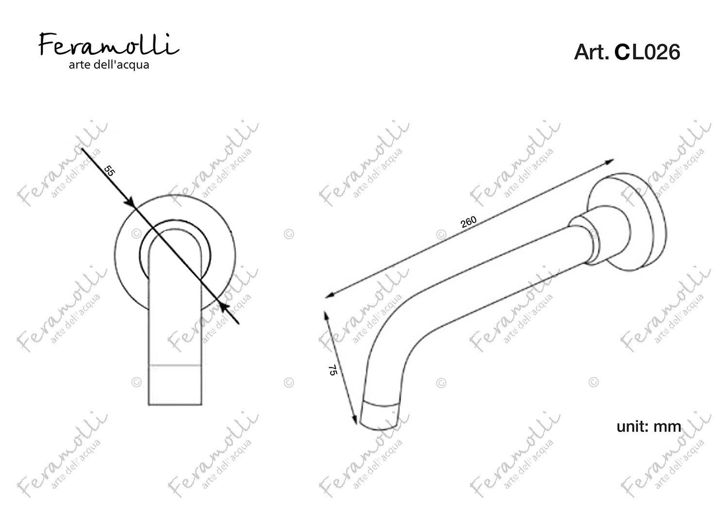 Настенный поворотный излив Feramolli CL026, хром схема 2