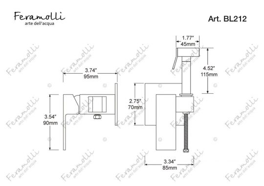 Комплект гигиенического душа Feramolli BL212, черный ФОТО