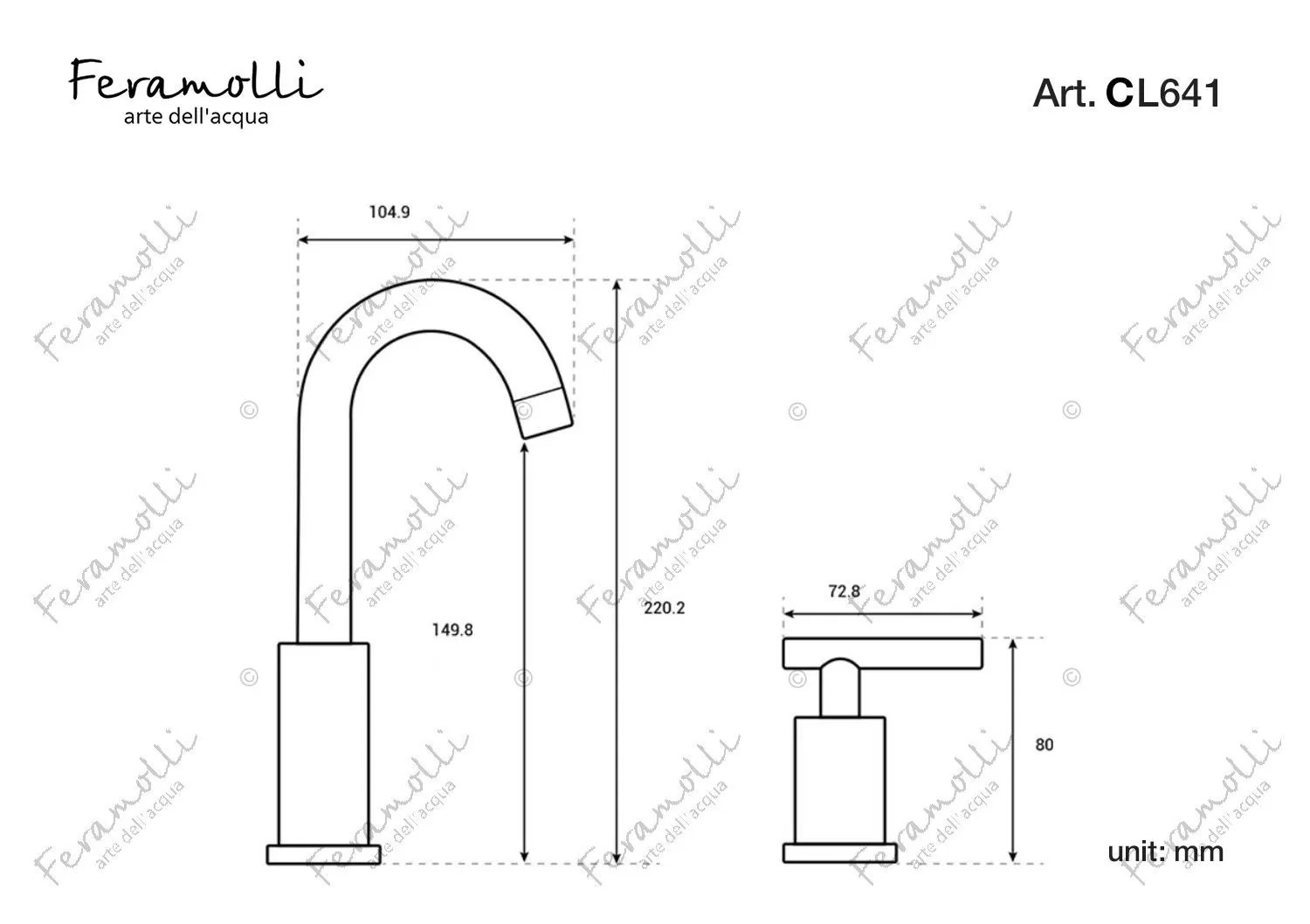 Смеситель для раковины Feramolli CL641, хром схема 2