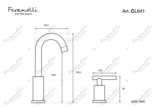 Смеситель для раковины Feramolli CL641, хром ФОТО