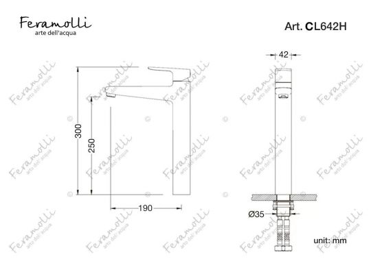 Смеситель для отдельностоящей раковины Feramolli CL642H, хром ФОТО