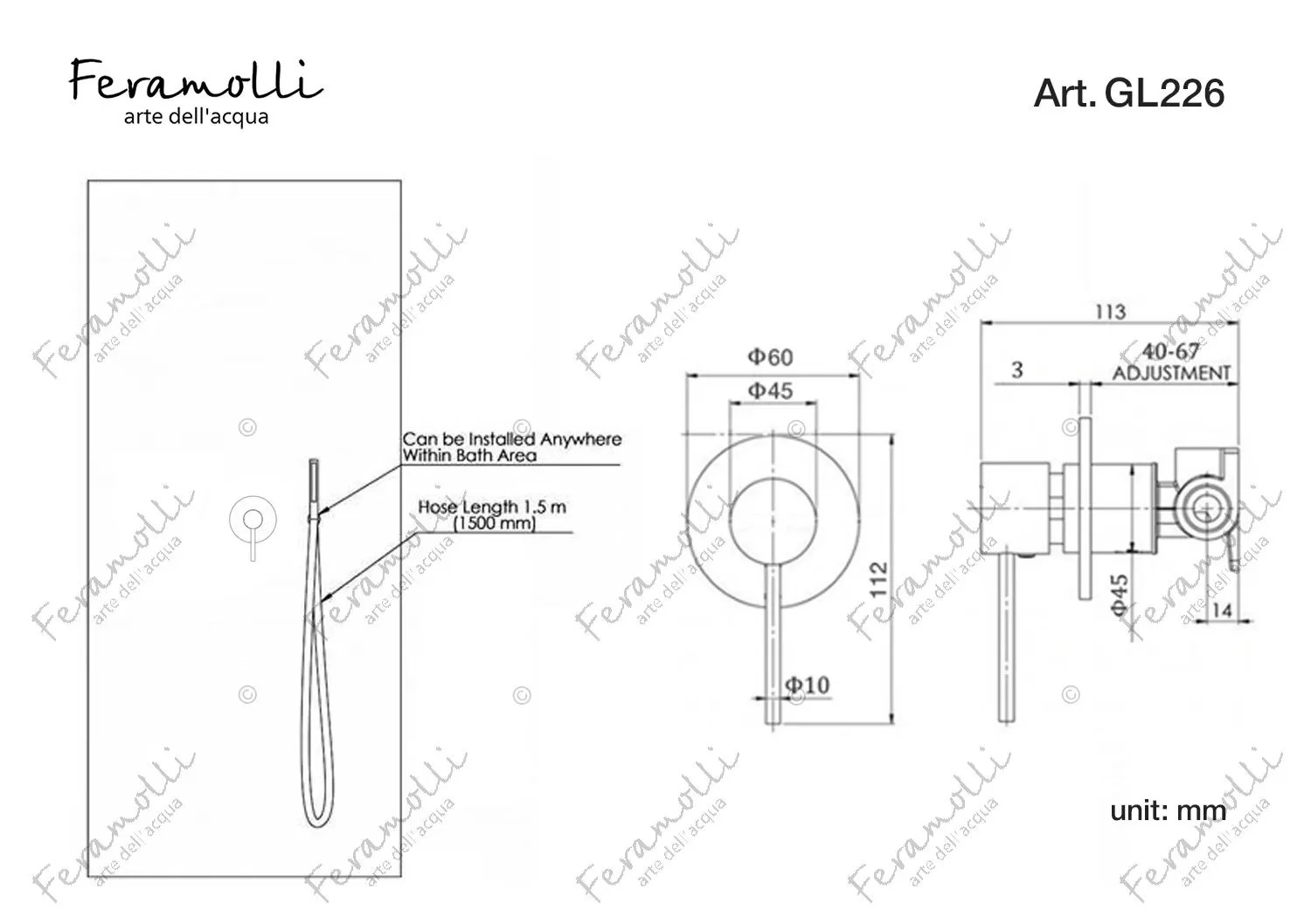 Комплект для душа Feramolli GL226, золото схема 2