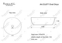 Раковина накладная Feramolli CL677 Oval Onyx, черный 41х41 схема 3