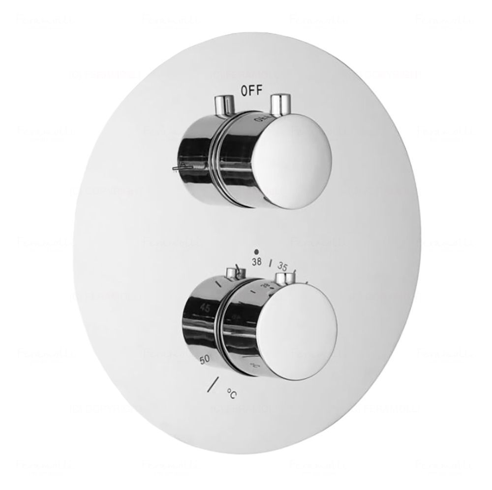 Термостатический смеситель скрытого монтажа на 2 потока Feramolli CL607T2W, хром схема 1