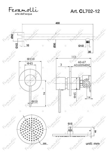 Душевая система Feramolli CL 702-12 (30см.), хром ФОТО