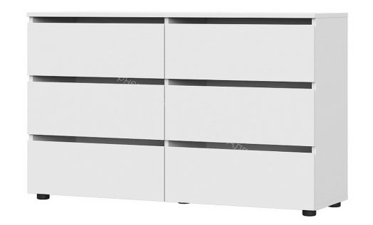 Комод 6 ящиков Токио Белый текстурный