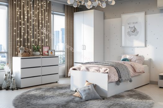 Комод 6 ящиков Токио Белый текстурный