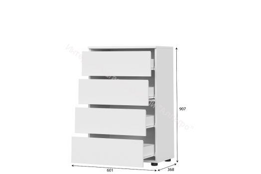 Комод 4 ящика Токио Белый текстурный