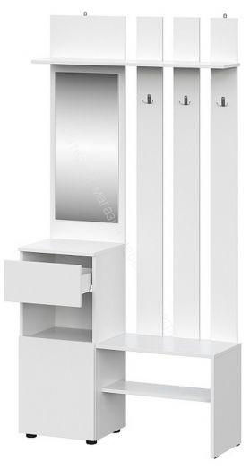 Вешалка с зеркалом (Серия 2) Токио Белый текстурный