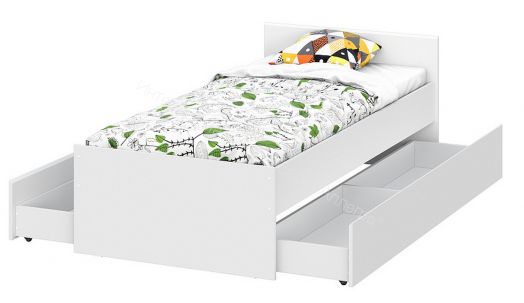 Кровать одинарная 900 Токио с ящиком Белый текстурный