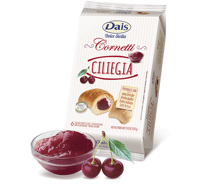 Круассаны с вишневым джемом Dolce Sicilia (6 шт по 45 г) 270 г, Cornetti farciti alla ciliegia, 270 g