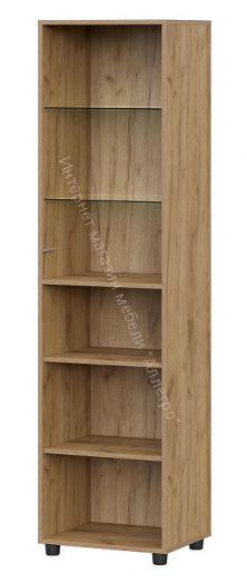 Пенал со стеклом Милан Дуб Золотой/Чёрный/Олива Софт