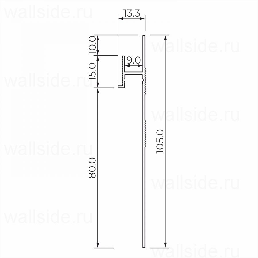 Скрытый плинтус Ликорн С-02.2.2 серебристый матовый