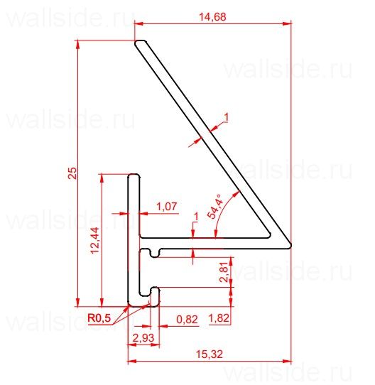 С-05.25.2 Y угловой микроплинтус Лайн Ликорн серебристый