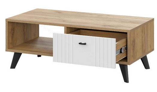 Стол журнальный Милан Дуб Золотой/Белый Матовый