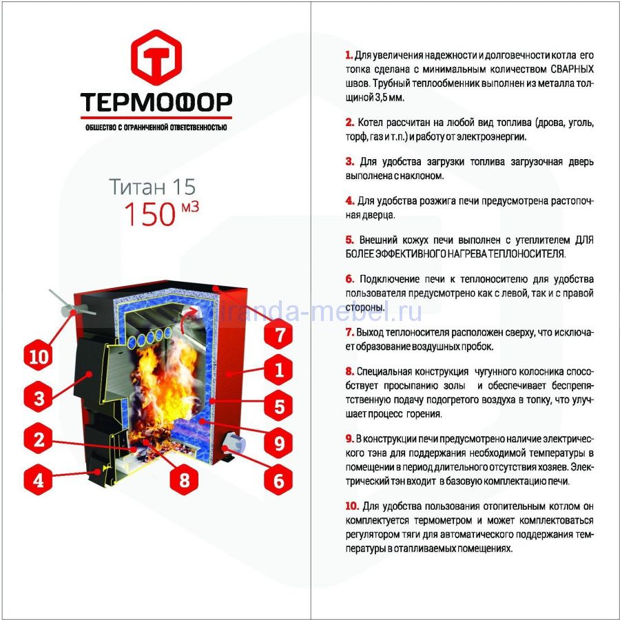 Котёл твердотопливный водогрейный "Титан" 20