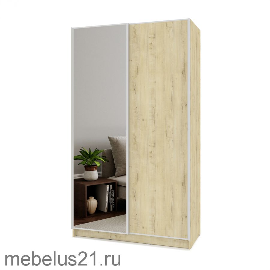 Шкаф купе с зеркалом Браун 130