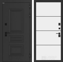 Дверь входная Лабиринт АЛЯСКА ЛАЙТ 25 Белый софт (черная вставка) металлическая