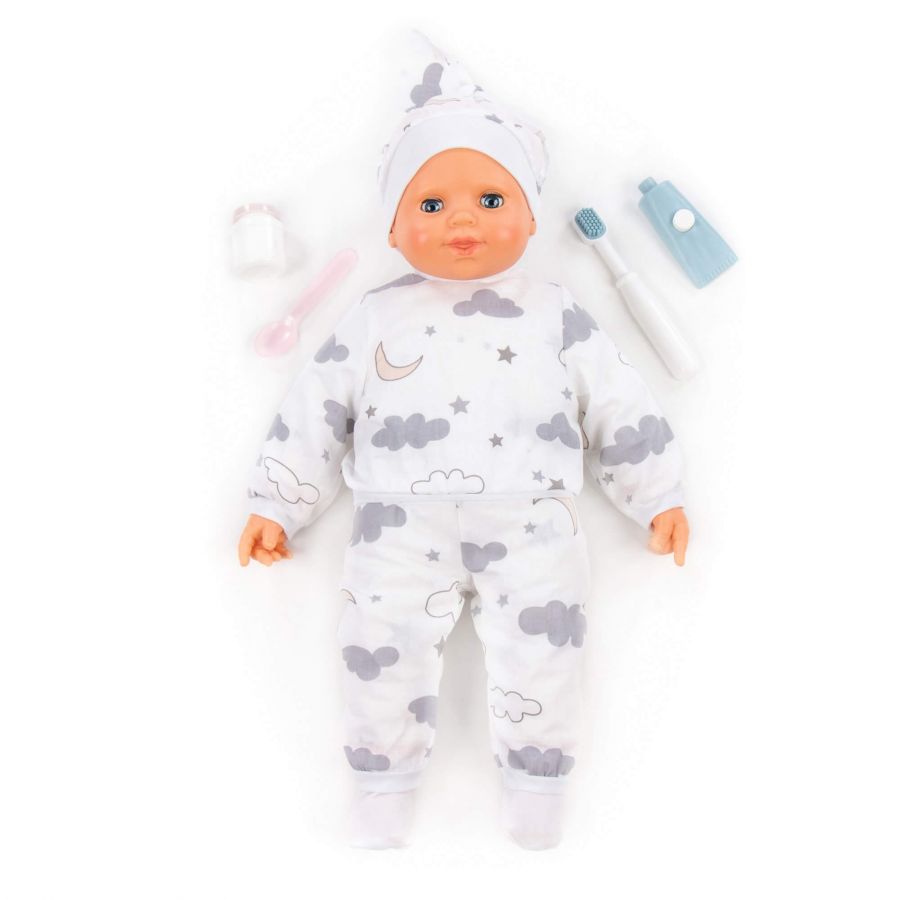 Пупс мягконабивной "Нежный" (46 см) + набор с аксессуарами (4 элемента) (в коробке)