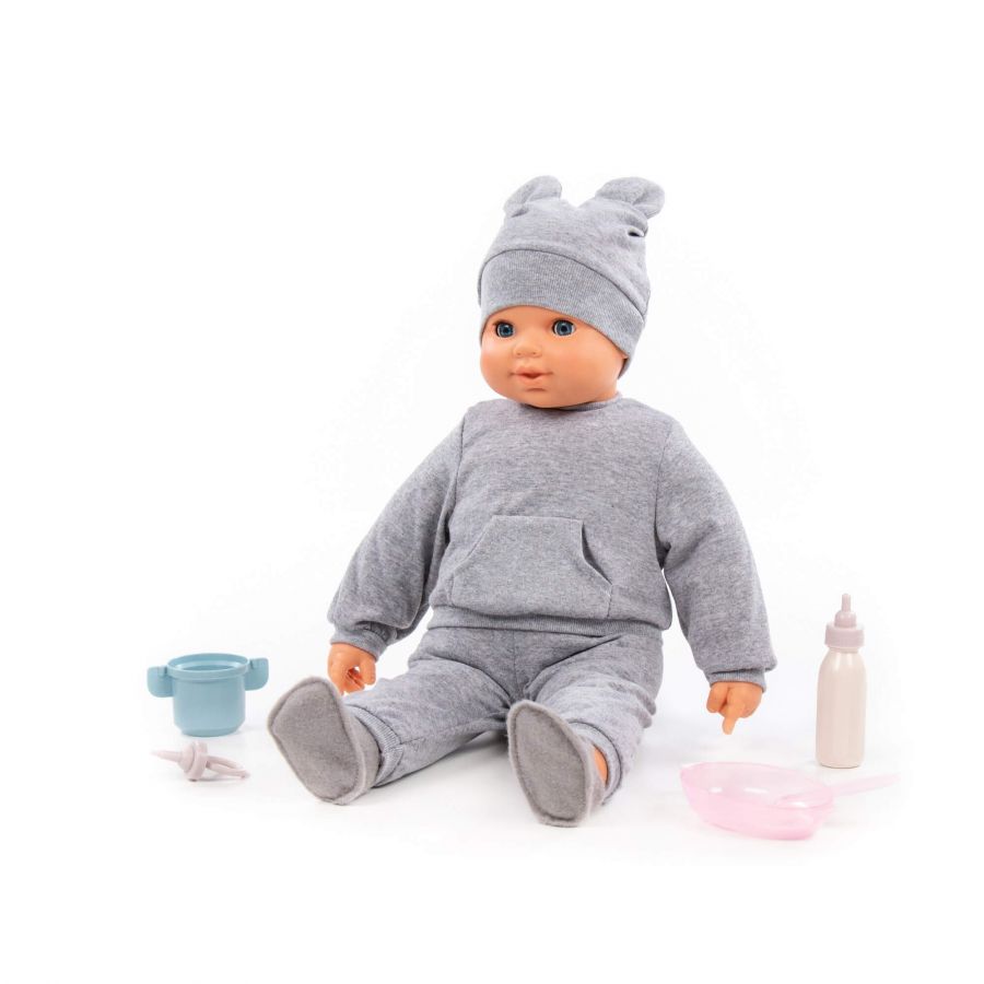 Пупс мягконабивной "Нежный" (46 см) + набор для кормления (5 элементов) (в коробке)
