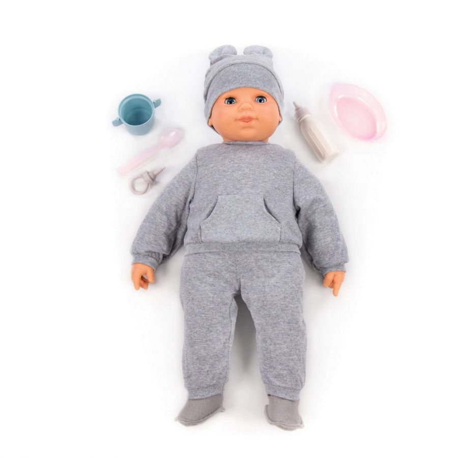 Пупс мягконабивной "Нежный" (46 см) + набор для кормления (5 элементов) (в коробке)