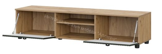 Тумба телевидеоаппаратура со створками и нишей Милан Дуб Золотой/Олива Софт