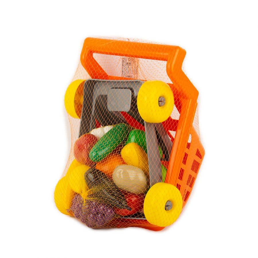 Тележка для супермаркета с фруктами и овощами