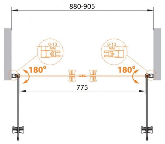 Душевая дверь в нишу CEZARES ECO-O-B-2-90-C-Cr схема 8