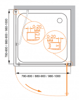 Квадратный душевой уголок CEZARES ELENA-W-A-1-90-P-Cr схема 6