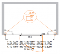 Распашная душевая дверь для проема CEZARES ELENA-W-B-13-80+60/30-C-Cr схема 5