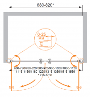 Распашная душевая дверь для проема CEZARES ELENA-W-B-2-140-P-Cr схема 6