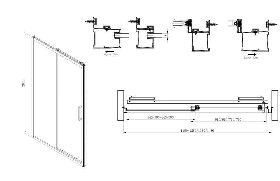 Душевая дверь в нишу CEZARES LUX-SOFT-W-BF-1-120-C-Cr-IV ФОТО