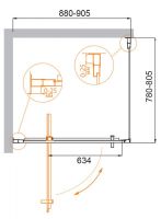 Душевой уголок CEZARES MOLVENO-AH-1-90/80-C-Cr-IV 90х80 с распашными дверьми схема 2