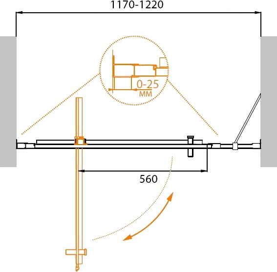 Душевая дверь для проема CEZARES MOLVENO-BA-11-100+20-C-Cr-IV схема 2