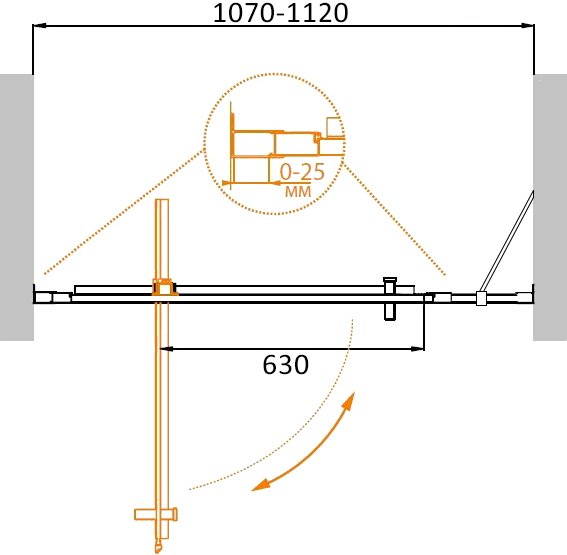 Распашная душевая дверь в нишу CEZARES MOLVENO-BA-11-90+20-C-Cr-IV схема 2