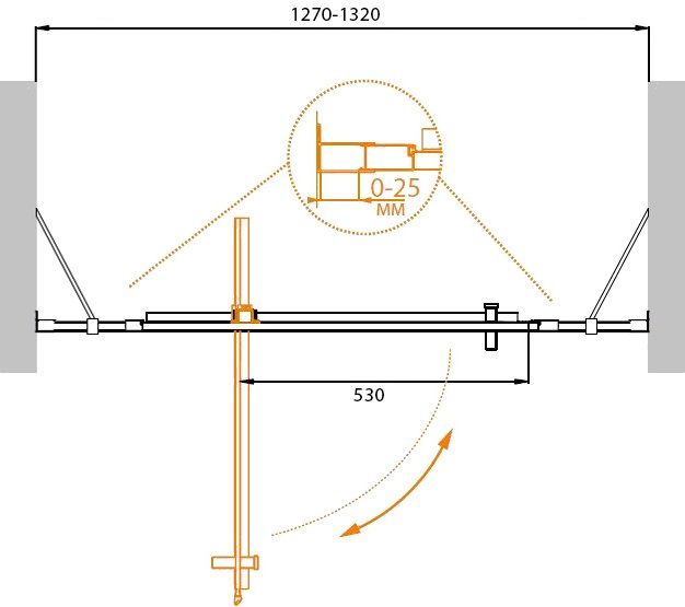 Душевая дверь для проема CEZARES MOLVENO-BA-12-80+50-C-Cr-IV схема 2