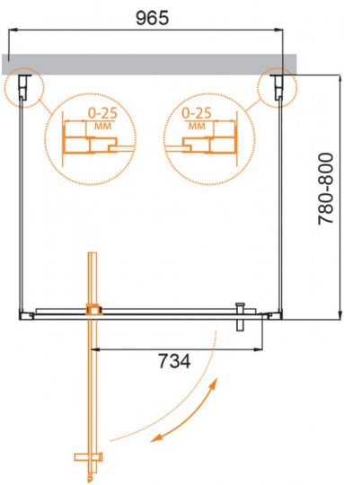 Душевой уголок CEZARES MOLVENO-BA2-100/80-C-Cr-IV ФОТО