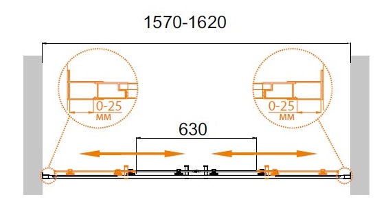 Душевая дверь для проема CEZARES MOLVENO-BF-2-160-C-Cr-IV схема 3