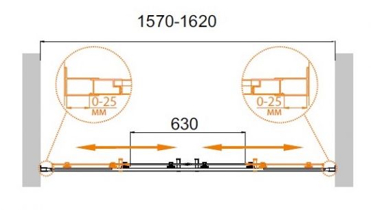 Душевая дверь для проема CEZARES MOLVENO-BF-2-160-C-Cr-IV ФОТО