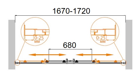 Душевая дверь для проема CEZARES MOLVENO-BF-2-170-P-Cr схема 3