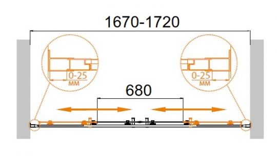 Душевая дверь для проема CEZARES MOLVENO-BF-2-170-P-Cr ФОТО