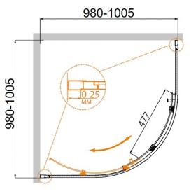 Полукруглый душевой уголок CEZARES MOLVENO-R-1-100-P-Cr 100х100 см ФОТО