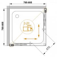 Душевой уголок без поддона CEZARES MOMENTO-A-2-80-C-Cr двудверный 80х80 схема 4